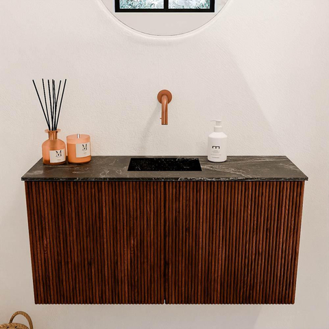 Mondiaz JOYA-DLUX 80cm toiletmeubel - kleur Ruby - Wastafel FAYE positie Midden Zonder kraangat kleur Lava. SW1423619