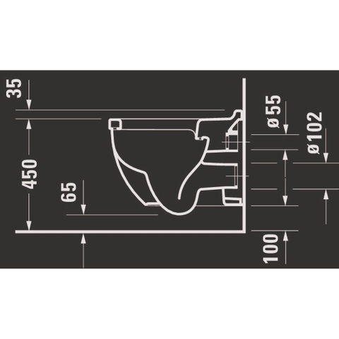 Duravit Starck 3 WC suspendu – surélevé +5 cm – profondeur 54,5 cm – blanc brillant 0290471