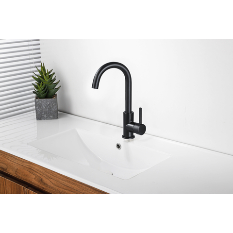 Fortifura Calvi Mitigeur lavabo rehaussé avec bec rotatif Noir mat SW809347
