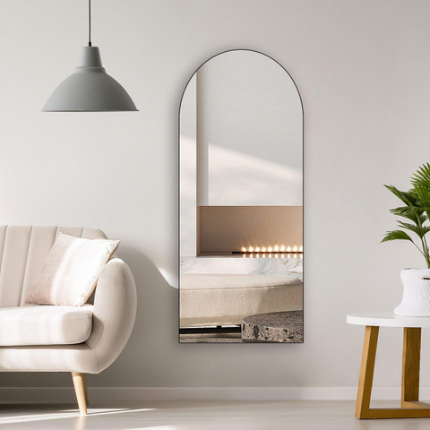 Saniclass Curve miroir en pied – 76 x 162 cm – avec cadre – Noir mat SW1418860