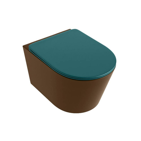 Mondiaz LAVIE hangtoilet – spoelrandloos – 36 x 53 cm – met softclose zitting – Rust (bruin), zitting Smag (groen) SW1208719