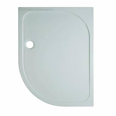 Crosswater Shower Tray receveur de douche - 90x120x4.5cm - quart de rond - polybéton - vidage 90mm - gauche offset - blanc SW31224