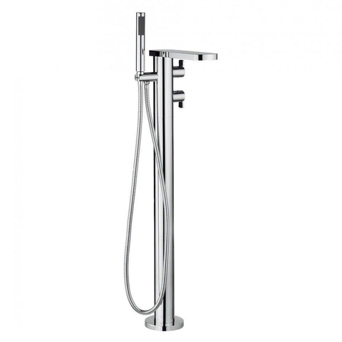 Crosswater Wisp Badkraan - thermostatisch - 98.2cm - vrijstaand uitloop - 30cm - met handdouche - hoogglans chroom SW31019