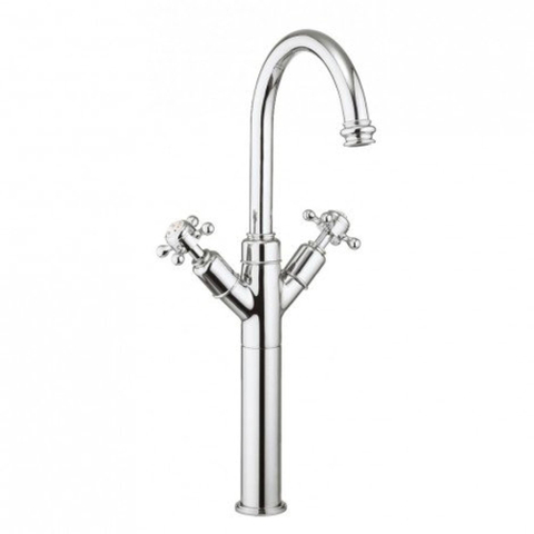 Crosswater Belgravia Wastafelkraan - hoog - zonder waste - uitloop 16.8cm - kruisgreep hoogglans - chroom SW30877