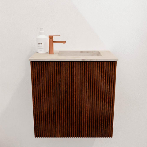 Mondiaz JOYA-DLUX 40cm toiletmeubel - kleur Ruby - Wastafel FAYE positie Rechts 1 kraangat kleur Frappe. SW1423450