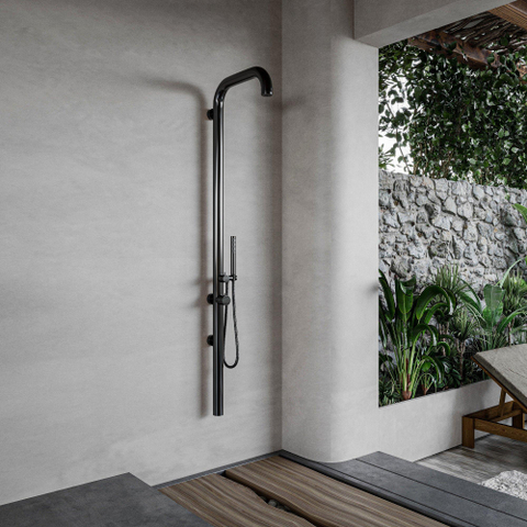 Fortifura Outdoor Original Buitendouche - RVS - 316 - handdouche - wandmodel - PVD - geborsteld gunmetal (antraciet) SW996255