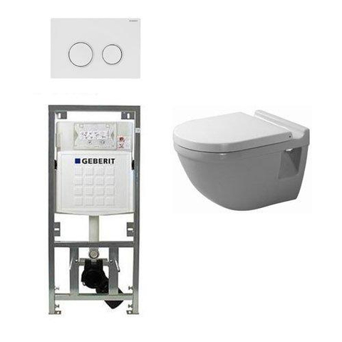Duravit Philippe Starck 3 toiletset vlakspoel inbouwreservoir set bedieningsplaat sigma20 wit SW32436