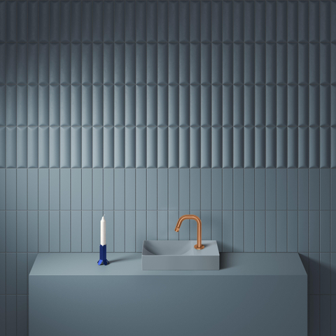 Clou Vale lavabo 38 cm avec trou de robinet à droite bleu mat céramique SW809549