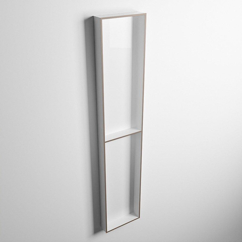 Mondiaz Easy nis 29.5x89.5x8cm voor Inbouw/opbouw 2 open vakken Solid surface Talc/Smoke SW643820