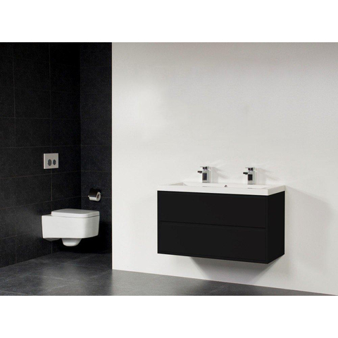 Saniclass New Future XXS Foggia Vasque meuble 100cm sans miroir noir SW27846