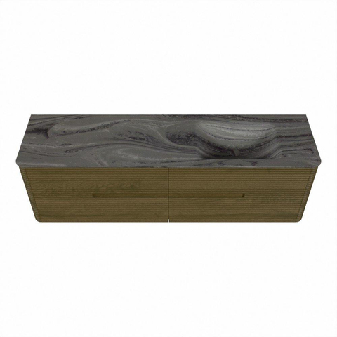 Mondiaz CIRO-DLUX Badkamermeubelset - 170x45x50cm - Solid surface wastafel Sombra - 1 wasbak Rechts - zonder kraangaten - 4 lades - Dusk SW1533464