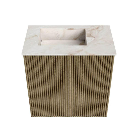 Mondiaz JOYA-DLUX 40cm toiletmeubel - kleur Dusk - Wastafel FAYE positie Links Zonder kraangat kleur Frappe. SW1423073