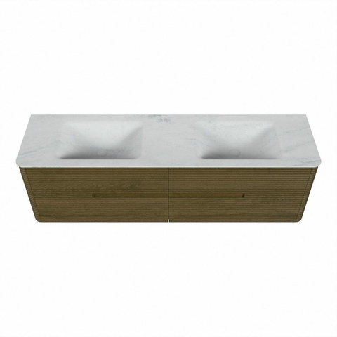 Mondiaz CIRO-DLUX Badkamermeubelset - 170x45x50cm - Solid surface wastafel Opalo - 2 wasbak Dubbel - zonder kraangaten - 4 lades - Dusk SW1532890
