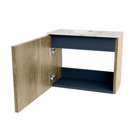 Mondiaz JOYA-DLUX 50cm toiletmeubel - kleur Dusk - Wastafel FAYE positie Links 1 kraangat kleur Frappe. SW1423072