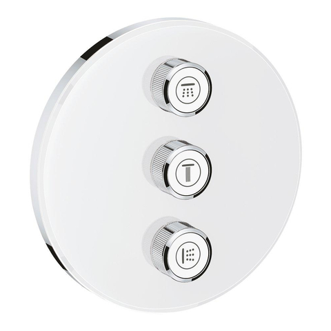 Grohe SmartControl Mitigeur thermostatique encastré - 3 boutons - adapté pour 3 fonctions - rond - blanc SW104928