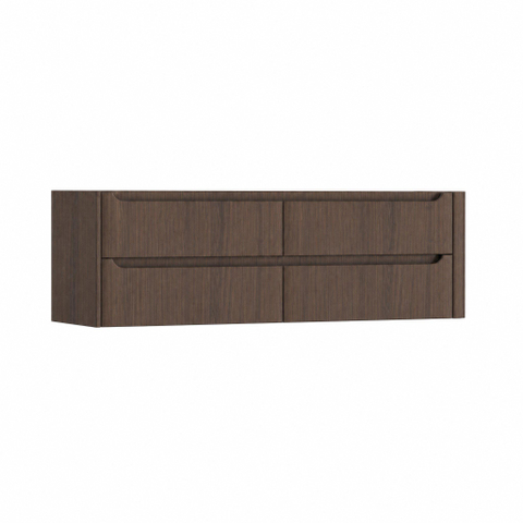 H&R Badmeubelen Juice Wastafelonderkast - 160x45x50cm - rechterhoek afgerond - 4 lades - geïntegreerde greep - coffee SW1490801