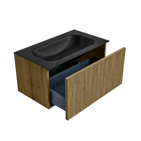 Mondiaz KURVE Ensemble meuble de salle de bains - 80x46x40cm - 1 tiroir - lavabo solid surface - central - 1 trou de robinetterie - Dusk SW1415103