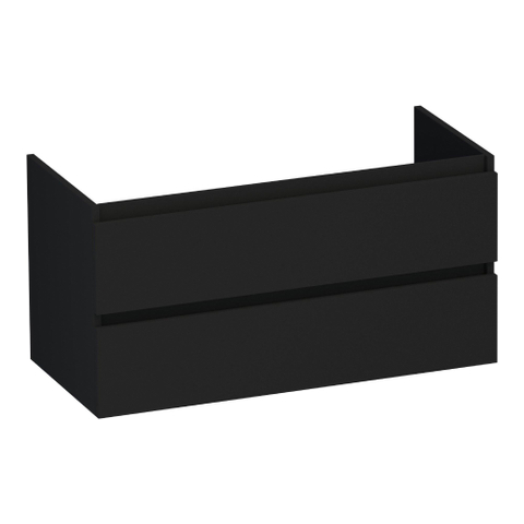 BRAUER Joy meuble sous-lavabo - 100x46x50cm - 2 tiroirs softclose - sans poignées - 1 découpe pour siphon - noir mat SW1201030