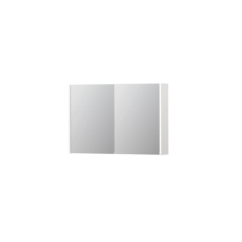 INK SPK1 Spiegelkast - 90x14x60cm - 2 deuren - dubbelzijdige Spiegel - schakelaar en stopcontact - MDF lak wit hoogglans SW493629