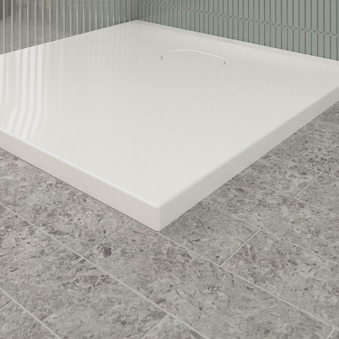 Villeroy & Boch Ecora douchebak - 80x80x3.5cm - afvoer korte zijde - white alpine (wit) SW1558986