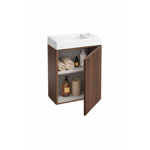 GO by Van Marcke Vikos fonteinset - 40cm - deur rechts - kraangat rechts - walnut afterglow SW1603315