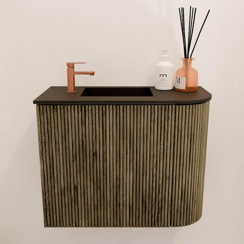 Mondiaz JOYA 51.6cm toiletmeubel - ronding rechts kleur Dusk - Wastafel FAYE positie Links 1 kraangat kleur Urban. SW1421690
