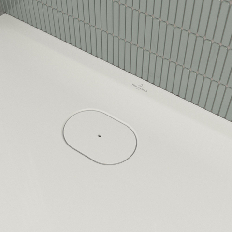 Villeroy & Boch Ecora douchebak - 100x100x3.5cm - afvoer korte zijde - white alpine (wit) SW1559028