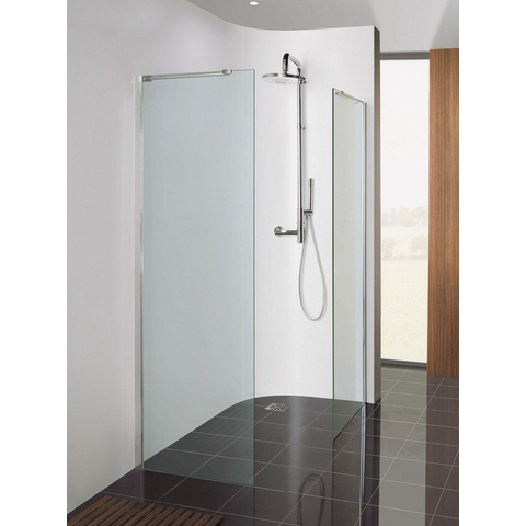 Crosswater Design S Zijwand - met hoekprofiel - 20x195cm zilver helder - glas - zilver SW21349