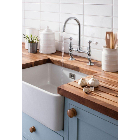 Crosswater Belgravia Keukenkraan - 2 gats - witte grepen hoogglans - chroom SW24360