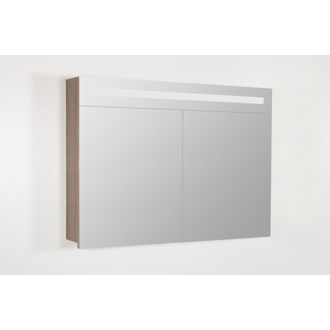 Saniclass 2.0 Spiegelkast - 100x70x15cm - verlichting geintegreerd - 2 links- en rechtsdraaiende spiegeldeuren - MFC - legno viola SW30728