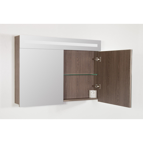 Saniclass 2.0 Armoire toilette 100x70x15cm avec 2 porte et éclairage LED Legno Viola SW30728