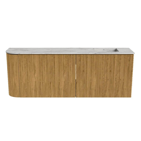 Mondiaz JOYA-DLUX 111.6cm toiletmeubel - ronding links kleur Oak - Wastafel FAYE positie Rechts 1 kraangat kleur Glace. SW1422015