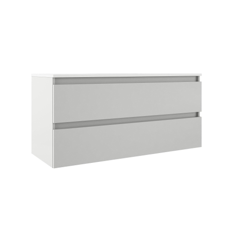 Saniclass Chaci Meuble de salle de bain - 120x45x55cm - lavabo en céramique brillant blanc - 2 vasques - 2 trous de robinet - 2 tiroirs - blanc mat SW721287