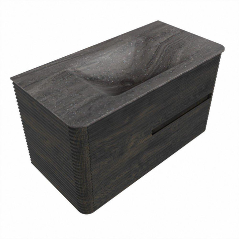 Mondiaz CIRO-DLUX Badkamermeubelset - 90x45x50cm - Solid surface wastafel Oza - 1 wasbak Midden - 1 kraangat - 2 lades - Shadow SW1532616