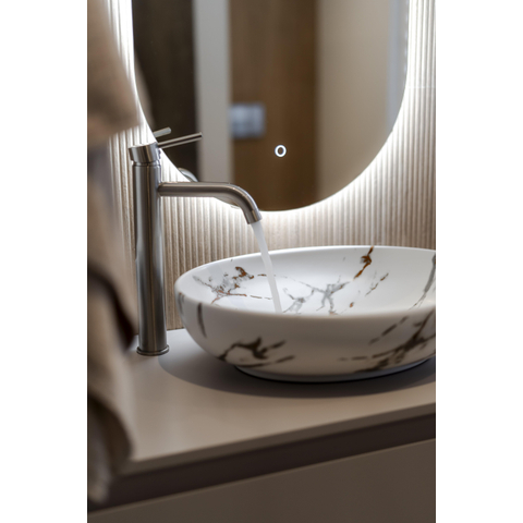 Fortifura Calvi Robinet de lavabo réhaussé H33.1cm à poser Inox brossé SW377857