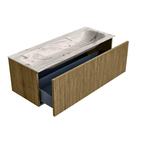MONDIAZ KURVE-DLUX 120cm badmeubel kleur Dusk met 1 lade en 0 deuren. Wastafel BIG LARGE Midden 1 kraangat Nata. SW1432405