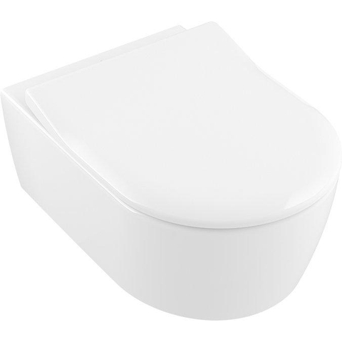 Villeroy & Boch Avento abattant de WC - SlimSeat avec couvercle avec SoftClose et QuickRelease avec charnières en inox blanc SW60338