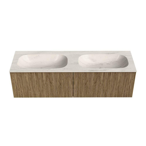 MONDIAZ KURVE-DLUX 150cm badmeubel kleur Dusk met 2 lades en 0 deuren. Wastafel STOR SMALL Dubbel zonder kraangat Meli. SW1431941
