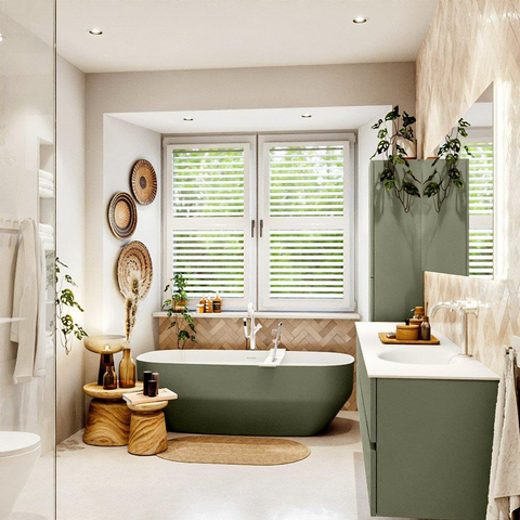 Mondiaz VICA Ensemble de meuble de salle de bains - 200cm - army - 4 tiroirs - Lavabo MOON - droite - 1 trou de robinet - couleur talc - Version XL 60cm de hauteur SW1189227