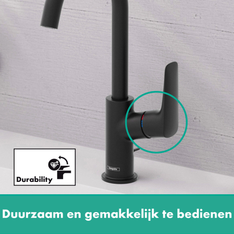 Hansgrohe Logis Eengreeps wastafelmengkraan - 210 draaibare uitloop - met PopUp - trekwaste - mat zwart SW918243