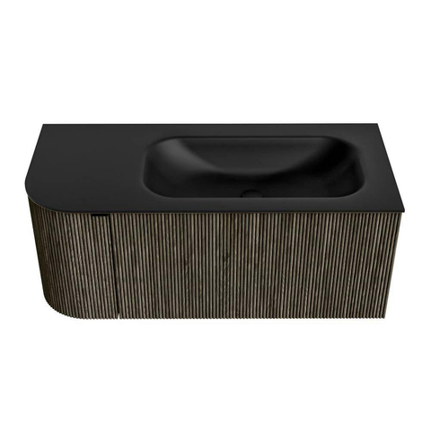 Mondiaz KURVE Badkamermeubelset - 105x46x40cm - 1 lade - 1 deur - wastafel solid surface - rechts - 1 kraangat - Shadow SW1414203