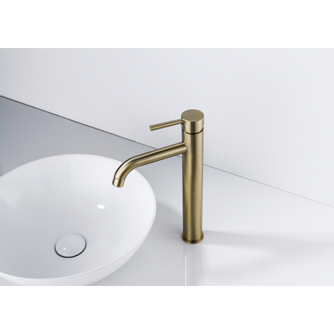 Fortifura Calvi Wastafelkraan - 33.9cm - verhoogd - opbouw - PVD - geborsteld messing (goud) SW720549