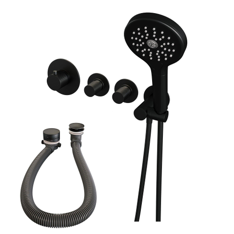 Brauer Black carving encastré - ensemble de douche - 3 boutons carving - douchette ronde 3 positions - Électrolyse - noir mat SW716176