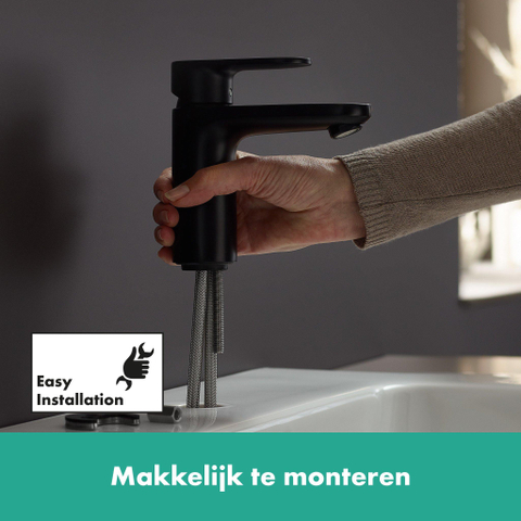 Hansgrohe Vernis Blend 1-gats wastafelkraan - 100 met waste - voorsprong 10.8cm - mat zwart SW651455