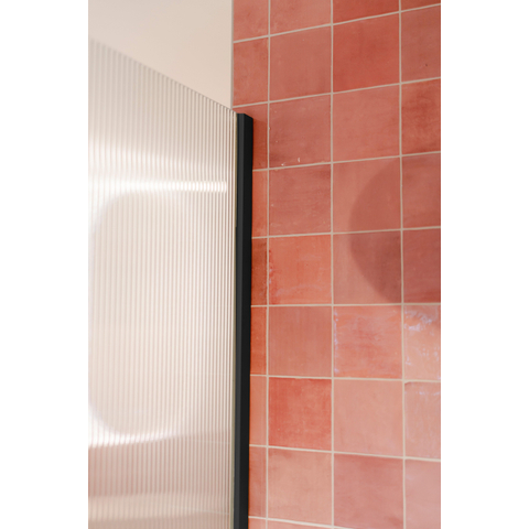 Fortifura Galeria Douche à l'italienne - 30x200cm - Verre nervuré - Bras plafond - Noir mat SW957510