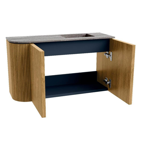 Mondiaz JOYA-DLUX meuble WC 71,6 cm - arrondi à gauche couleur Oak - lavabo FAYE position droite 1 trou de robinet couleur Oza. SW1424138