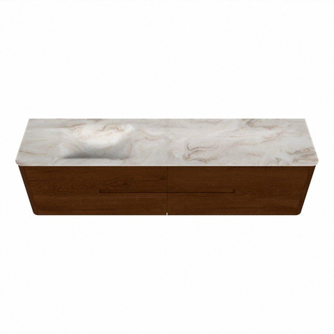 Mondiaz CIRO-DLUX Ensemble de meubles de salle de bains - 190x45x50cm - vasque solid surface Frappe - 1 lavabo à gauche - sans trous de robinet - 4 tiroirs - Ruby SW1531534