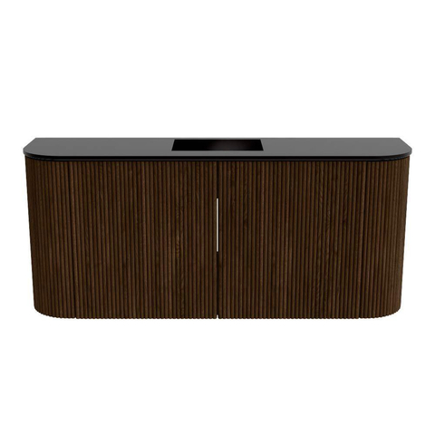 Mondiaz JOYA 93.2cm toiletmeubel - ronding links en rechts kleur Walnut - Wastafel FAYE positie Midden 1 kraangat kleur Urban. SW1421379