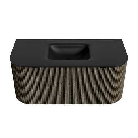 Mondiaz KURVE Ensemble de meubles de salle de bains - 100x46x40cm - 1 tiroir - 2 portes - lavabo solid surface - central - sans trou de robinet - Shadow SW1414160