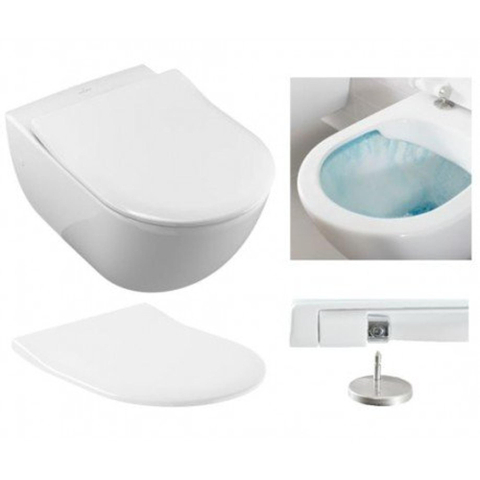 Villeroy & Boch Subway 2.0 Toiletset - met softclose & - quickrelease zitting reservoir en Delta - 25 bedieningsplaat - wit SW225875